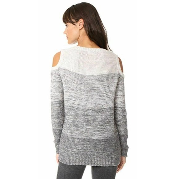 Rebecca Minkoff Page V Neck Cold Shoulder Knit Sweater, Grey Ombré, Size XS - Picture 3 of 9